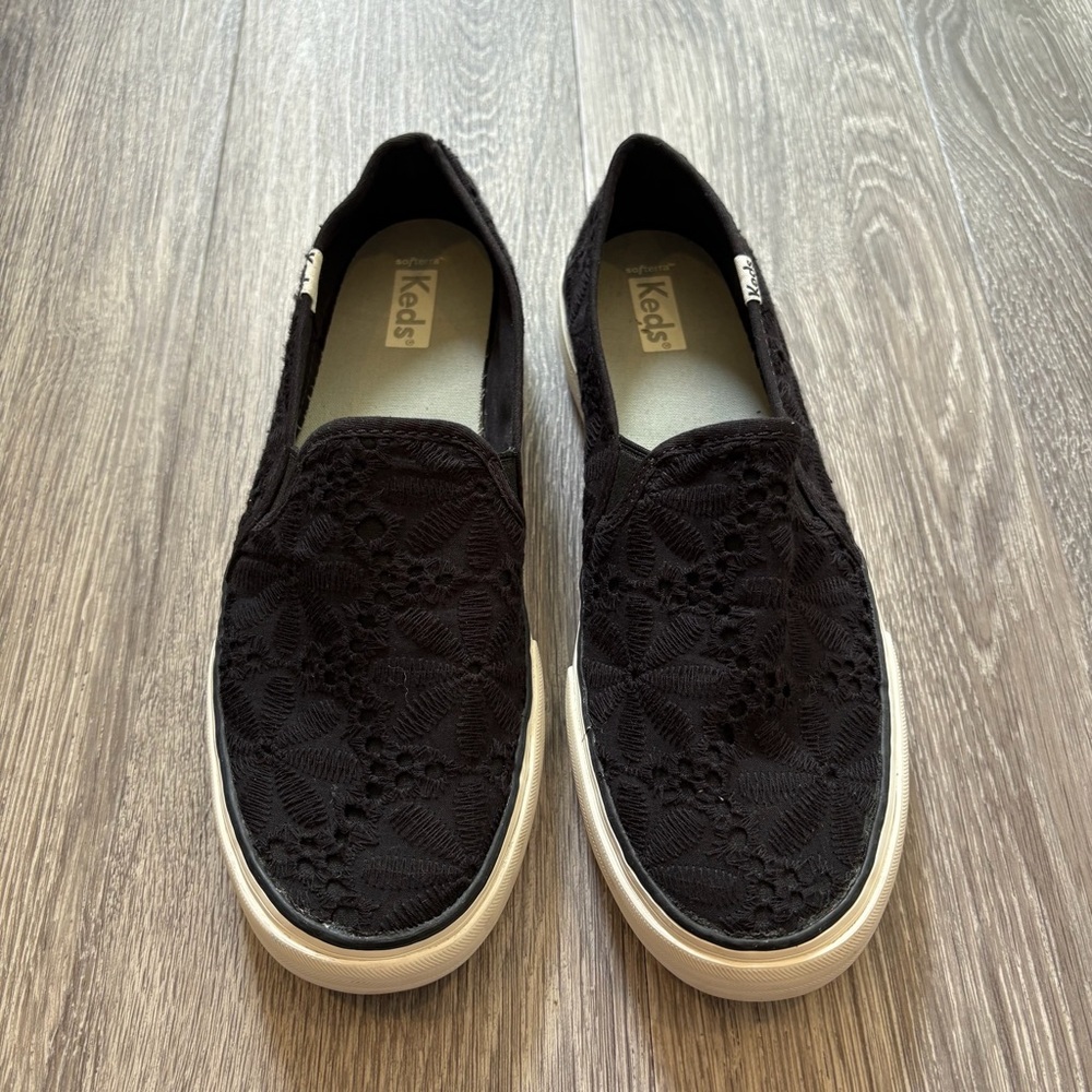 Keds Black Lace Slip-On Shoes
